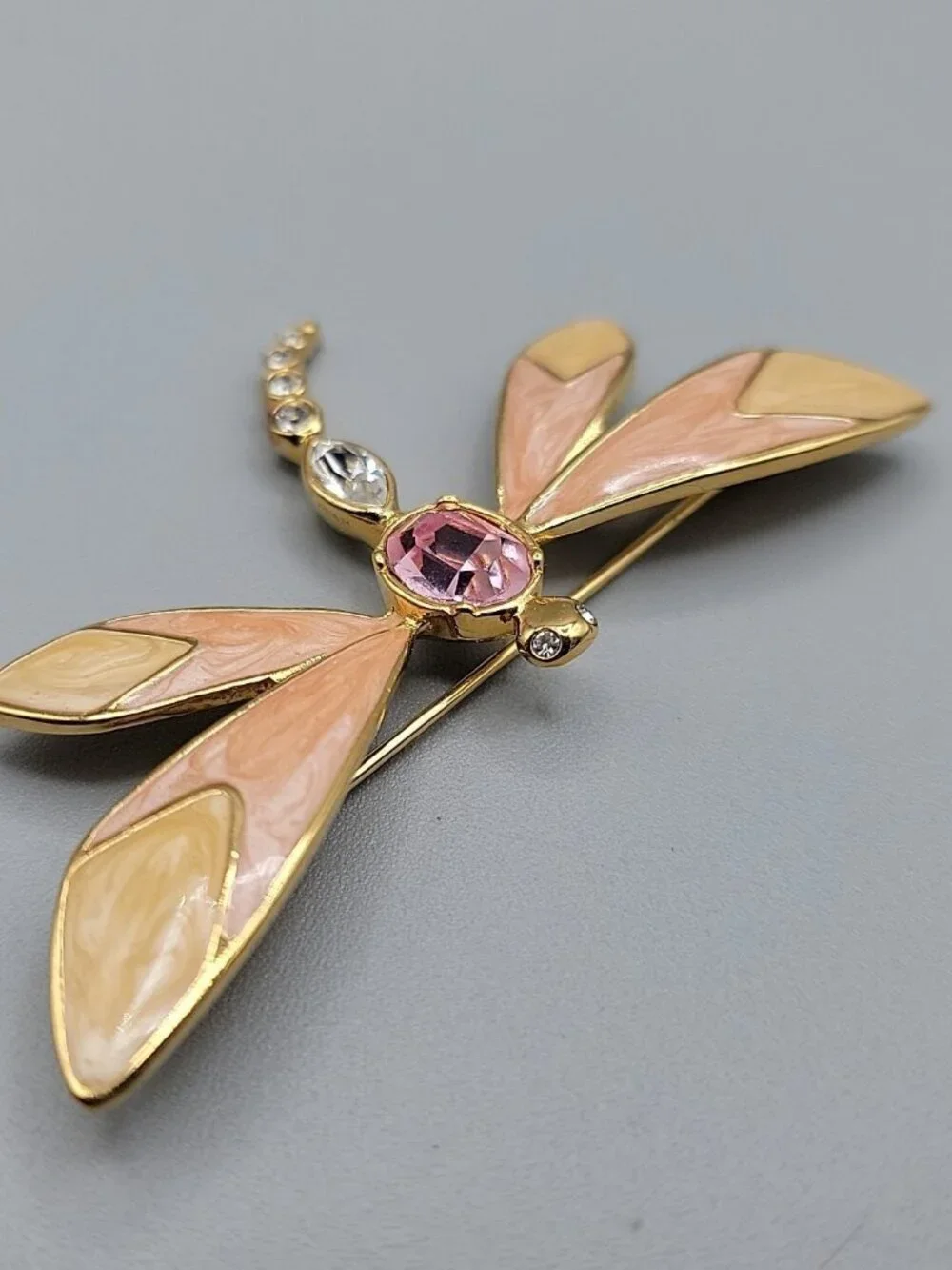 KJL Dragonfly Brooch for Avon Enamel Rhinestone Brooch Signed Kenneth Jay Lane
